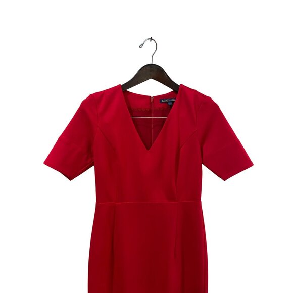Brooks Brothers Red V-Neck Sheath Dress With Short Sleeves Womens Size 4 - Picture 7 of 12